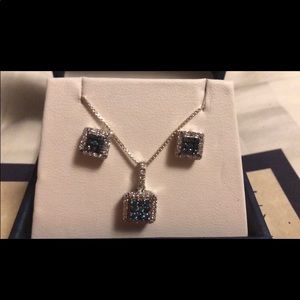 Sophia Fiori Blue Diamond Necklace and Earrings